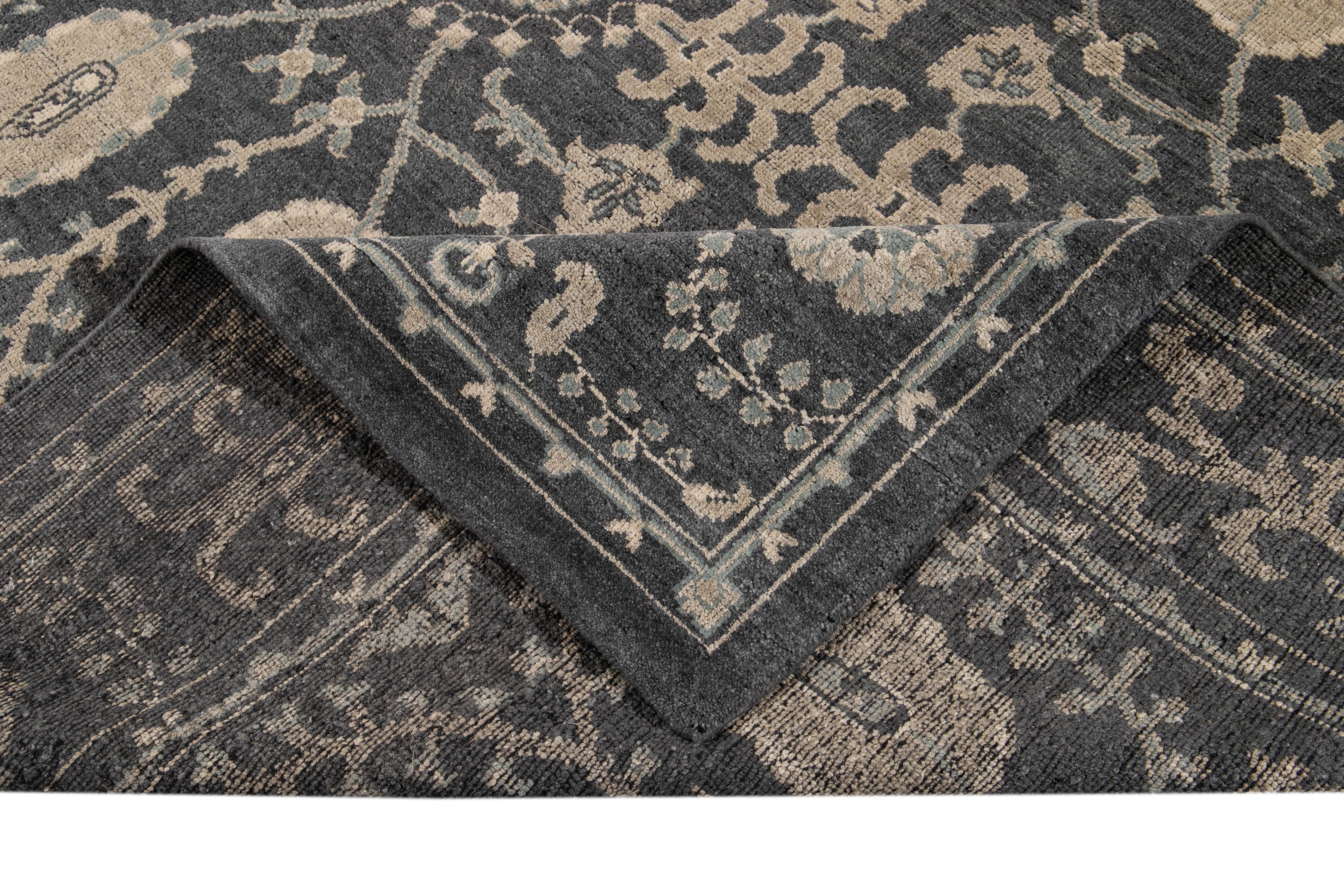 21st Century Indian Modern Oushak Style Wool Rug For Sale 2
