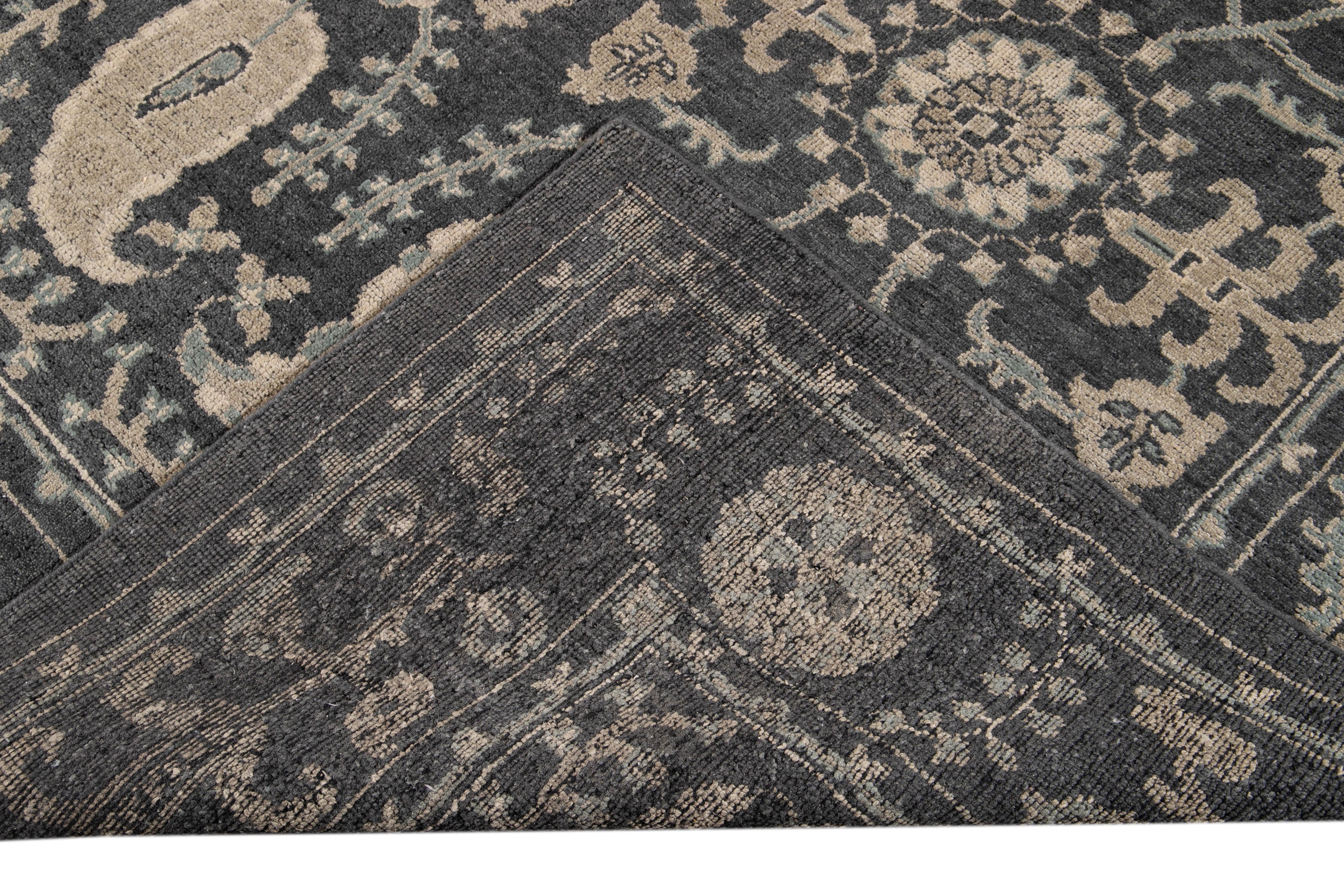 21st Century Indian Modern Oushak Style Wool Rug For Sale 3