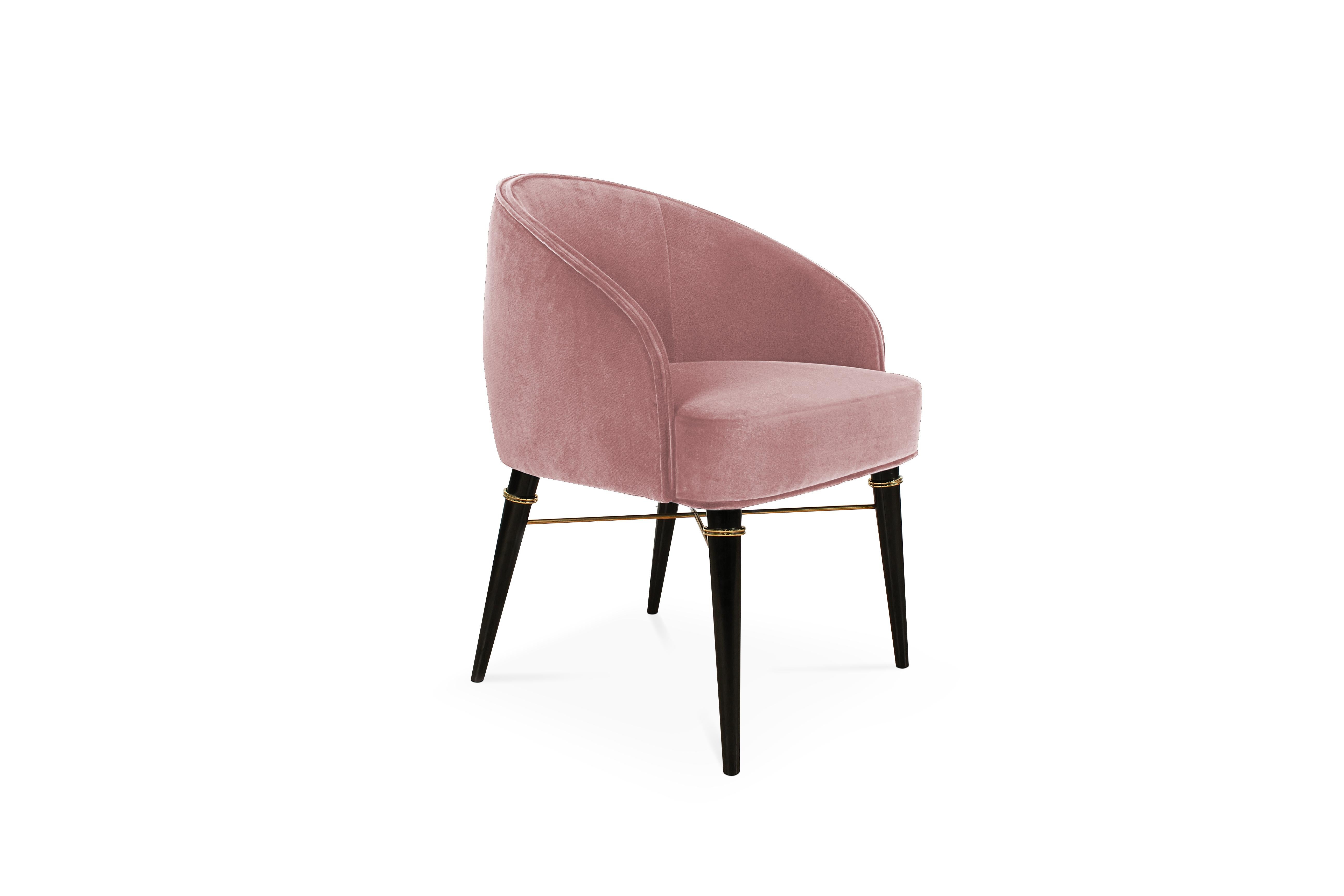21st Century Ingrid Dining Chair Cotton Velvet Beechwood In New Condition For Sale In RIO TINTO, PT