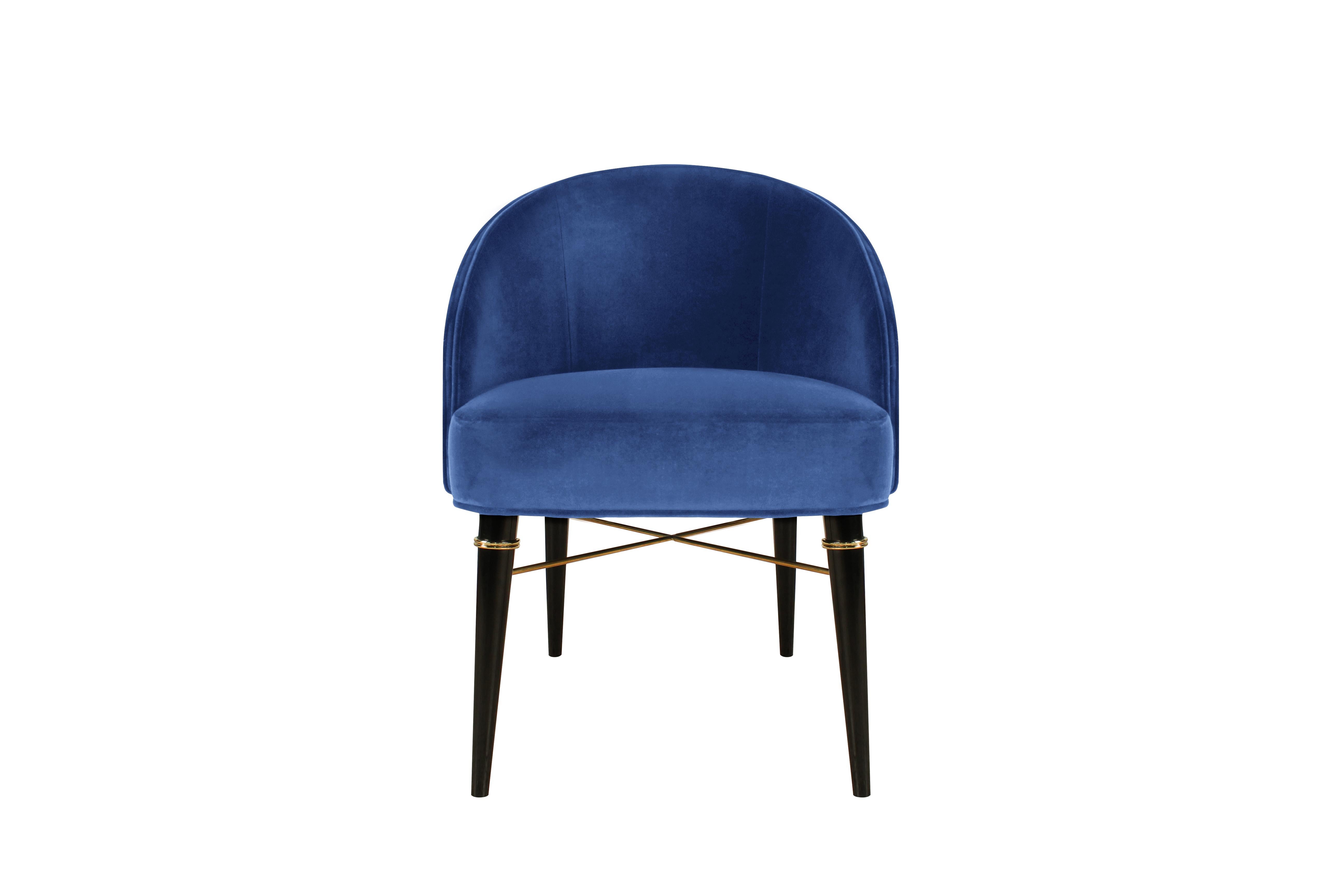 Contemporary 21st Century Ingrid Dining Chair Cotton Velvet Beechwood For Sale