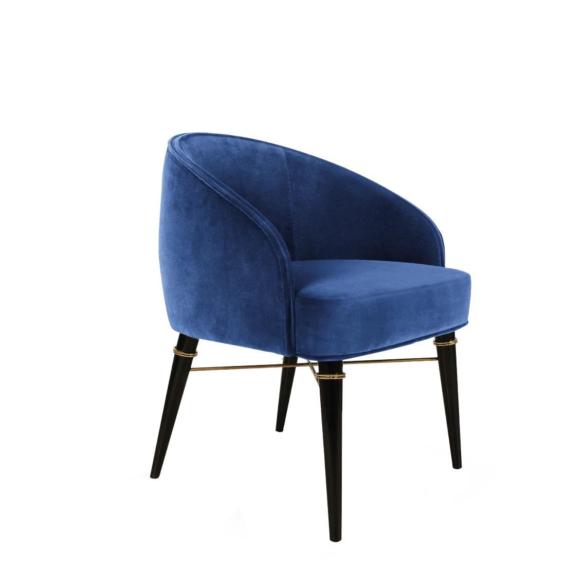 Chaise de salle à manger Ingrid du 21e siècle en bois de velours fabriquée au Portugal par Ottiu en vente 2
