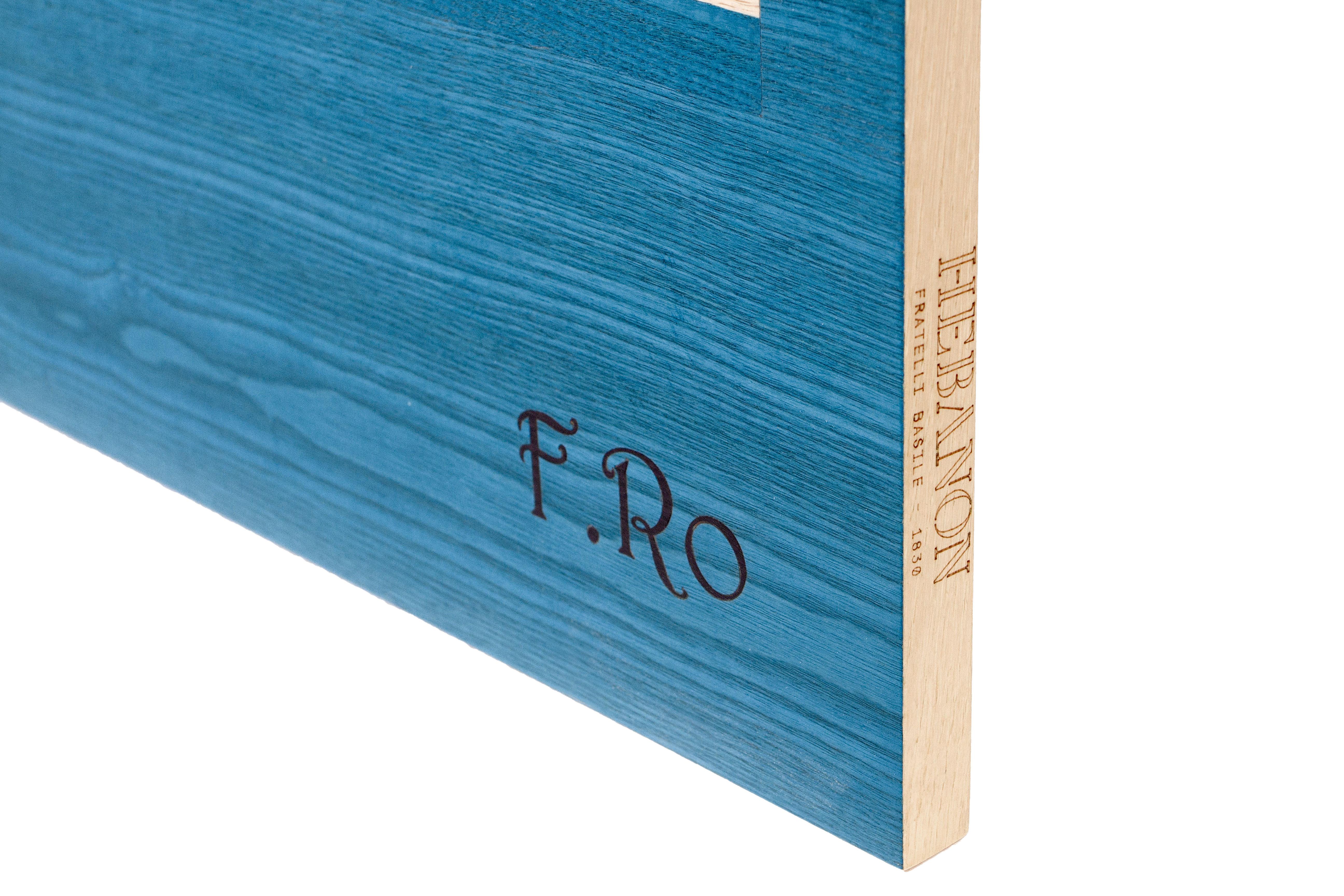 Quadro intarsiato del XXI secolo in legno di frassino nero e turchese e Oak sbiancato In condizioni Nuovo in vendita a Nocera Superiore, Campania