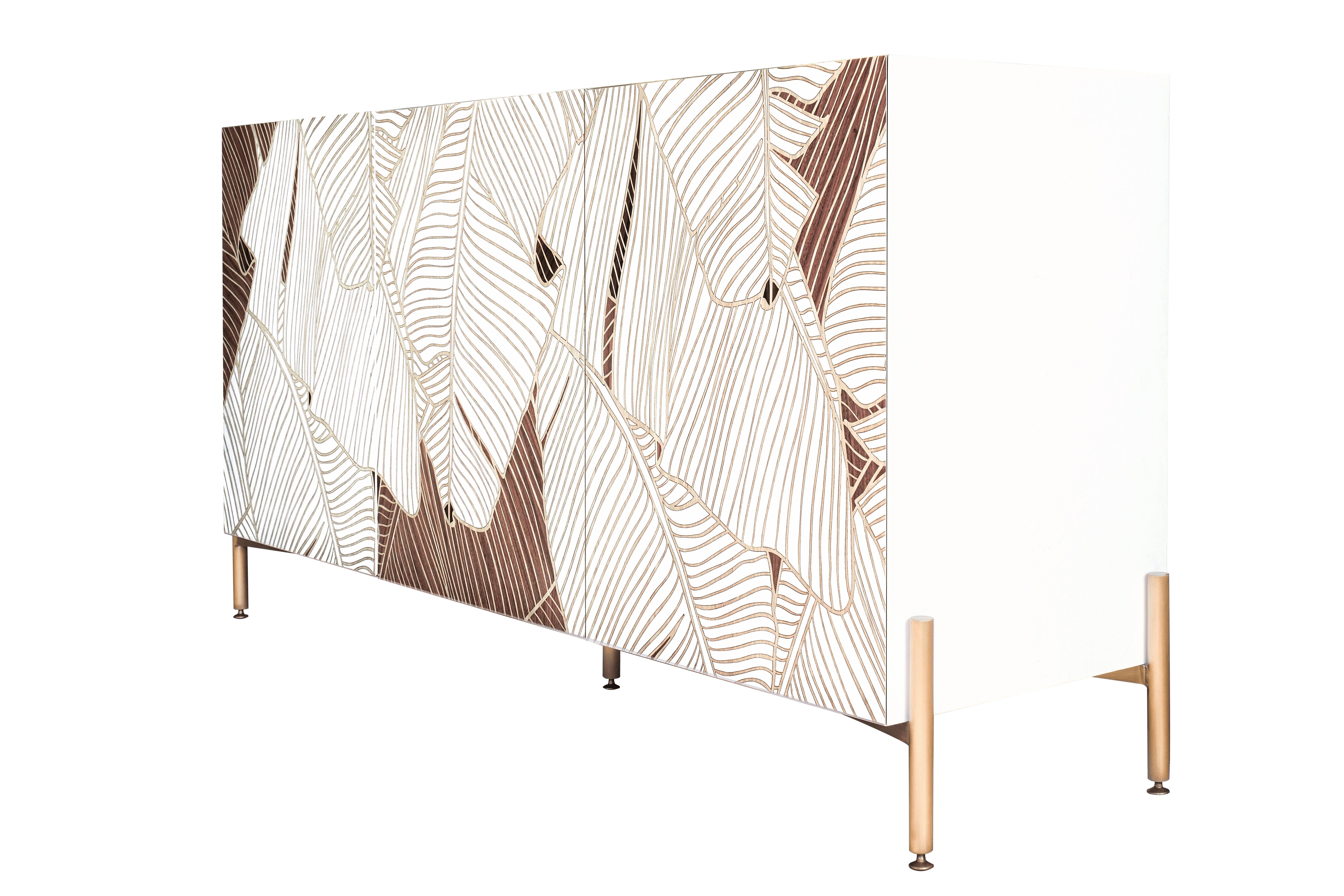 Sideboard mit Intarsien aus weißem Ahornholz Canaletto Ziricote, Hebanon, Italien, 21. Jahrhundert im Angebot 1