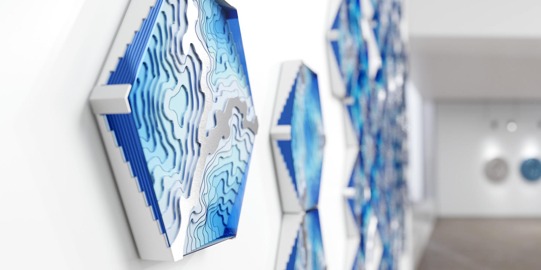 Modern 21st Century Interconnected Sculptural Wall Tiles  For Sale