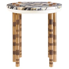 Ipanema Brass Marble Side Table, Marble Top and Brushed Brass Legs by Duistt