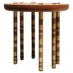 Ipanema Beistelltisch aus Messing, 21. Jahrhundert, Platte aus Eiche Natur und Messing, von Duistt