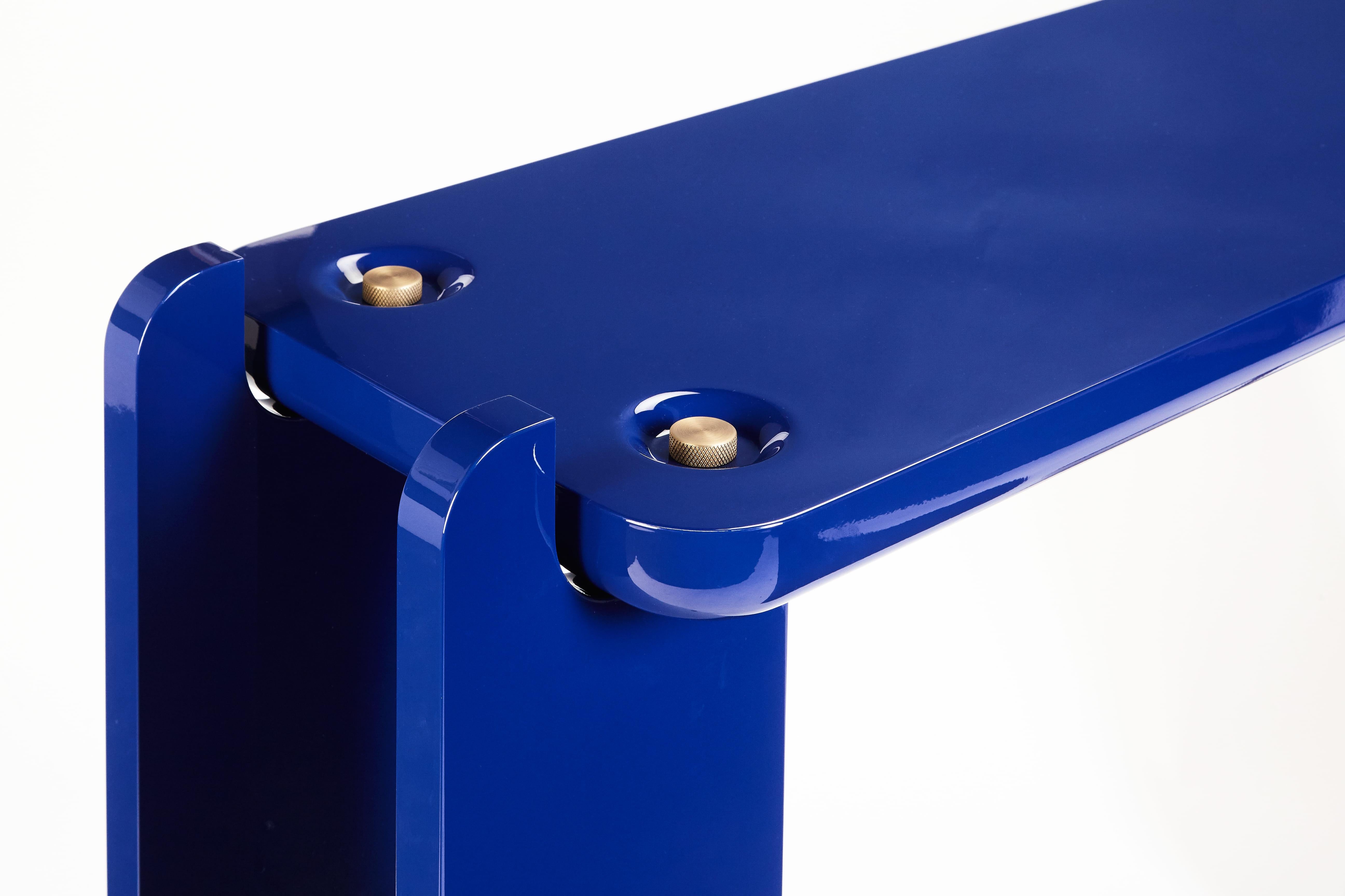 Hand-Crafted 21st Century Ipanema Console Table, Ombre Effect with Brass Details, by Duistt For Sale