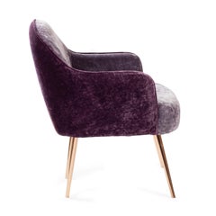 Sillón Pequeño Iris Siglo XXI de Terciopelo y Metal Dorado Rosa, Made in Italy