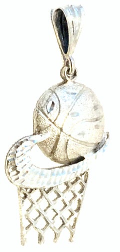 21st Century Italian 925 Sterling Silver Nike Style Basketball Necklace Pendant.