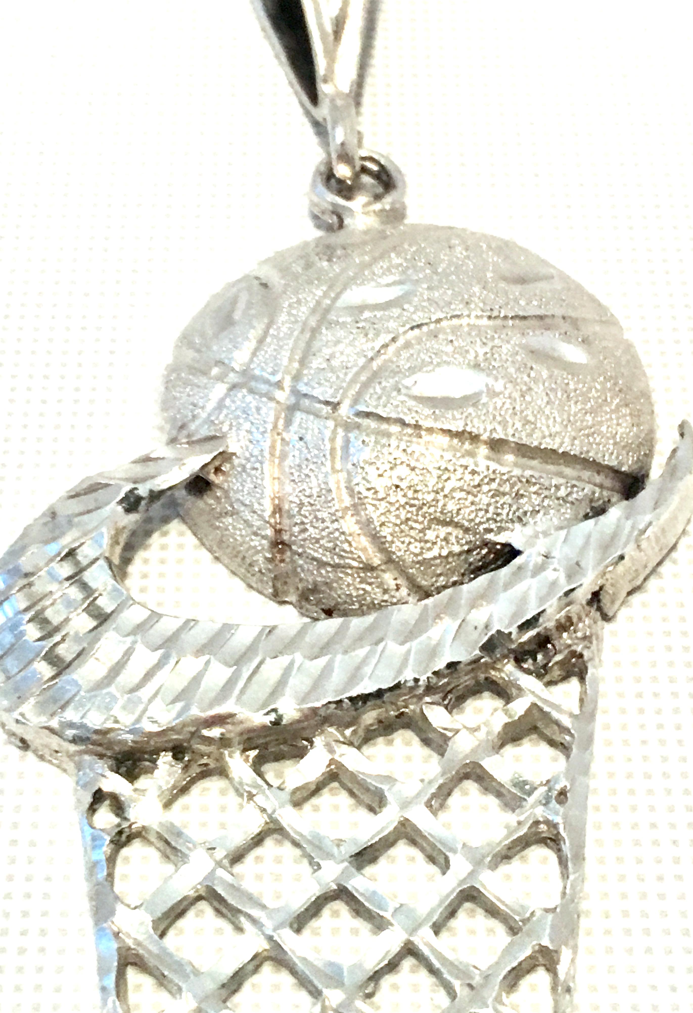 Women's or Men's 21st Century Italian 925 Sterling Silver Nike Style Basketball Necklace Pendant. For Sale
