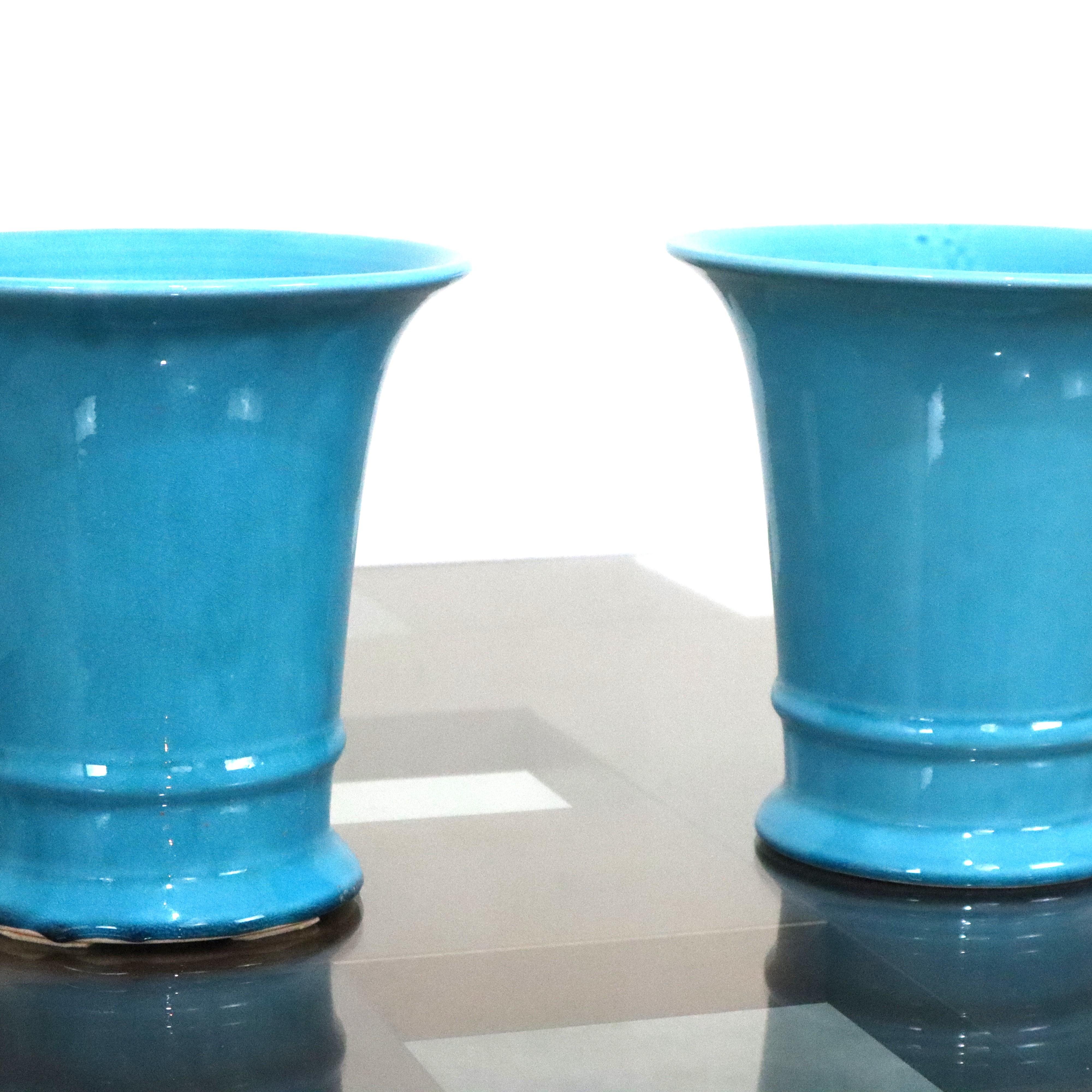 Mid-Century Modern Vases en céramique bleue italienne du 21e siècle Collection Marka Sia, Italie, années 2000 en vente