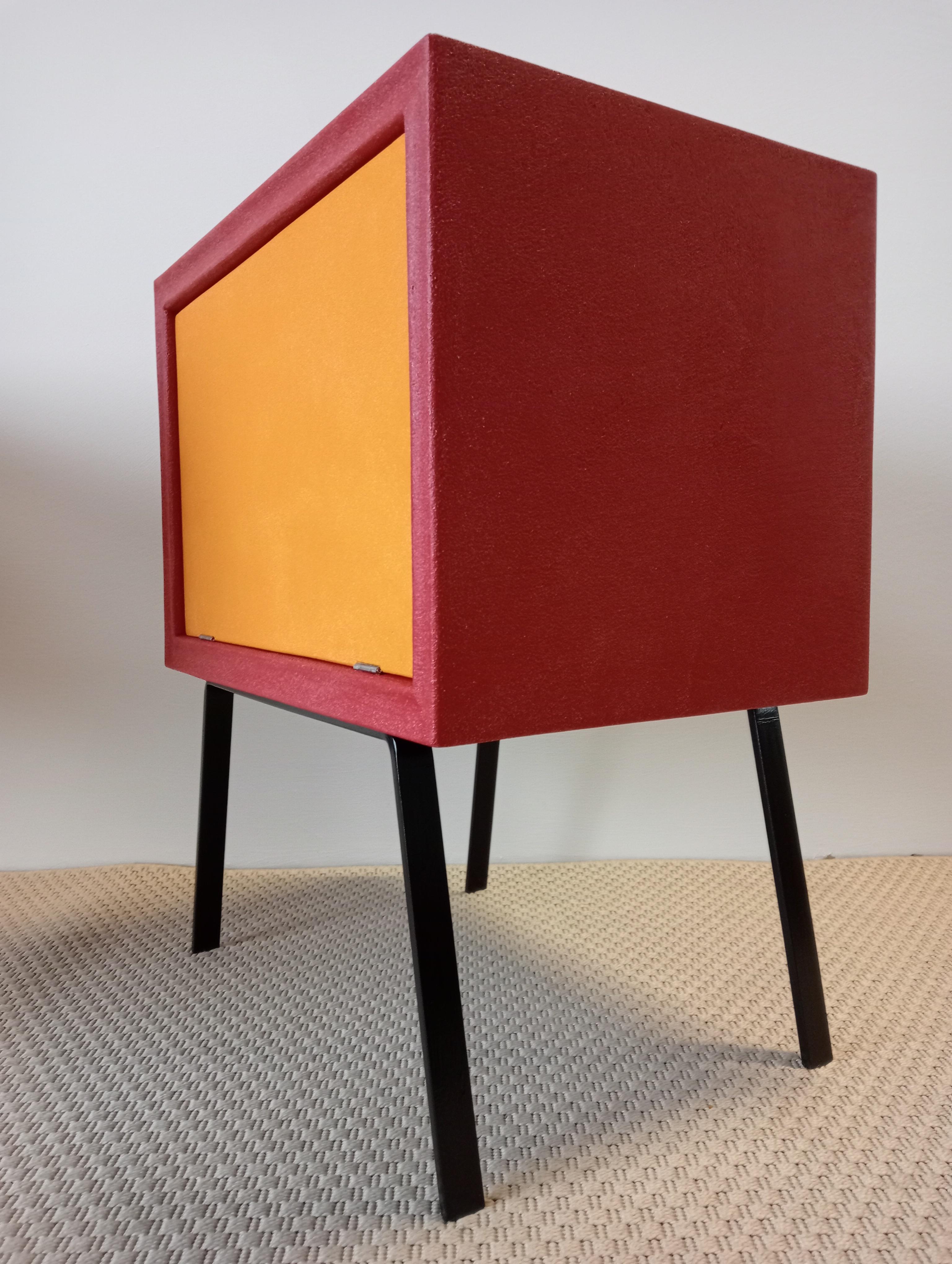 Italian Design Pair of Cabinets Contemporary Wood and coloured Resin Available For Sale 10