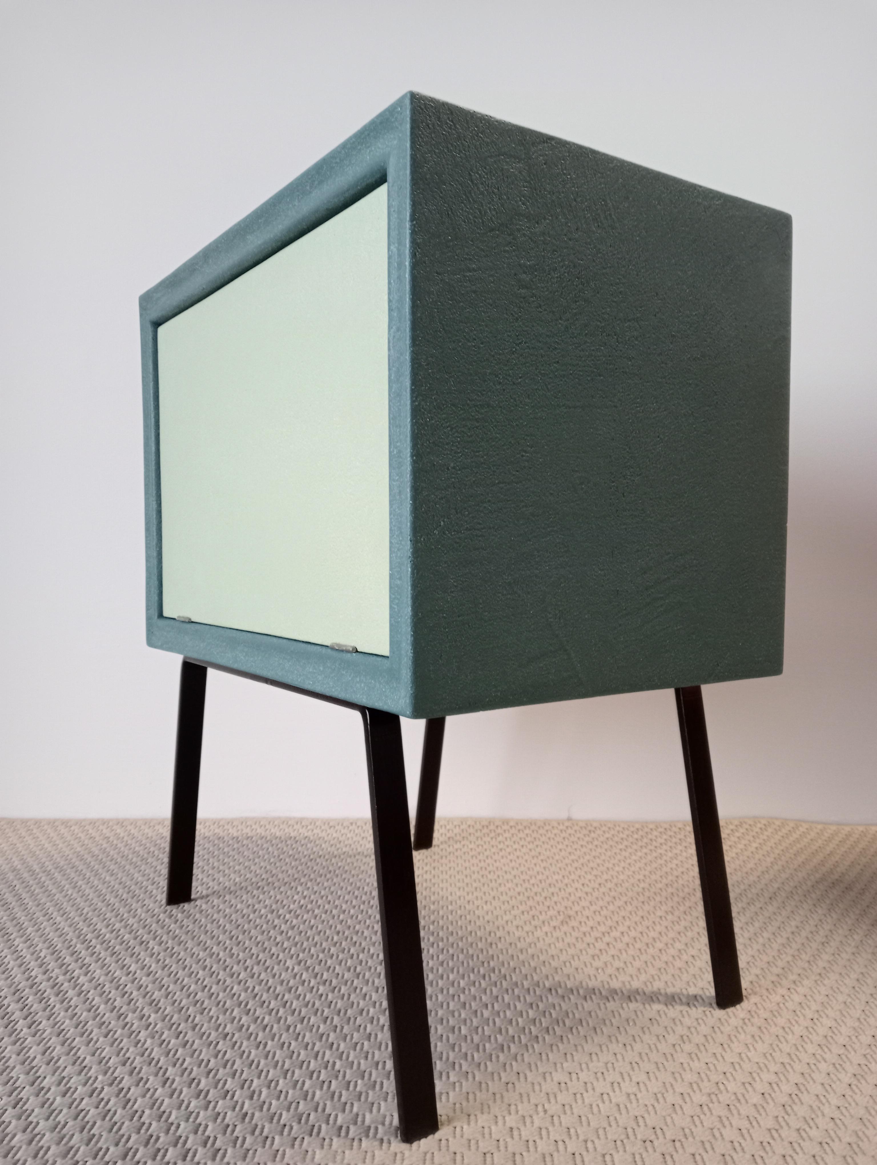 Italian Design Pair of Cabinets Contemporary Wood and coloured Resin Available For Sale 11