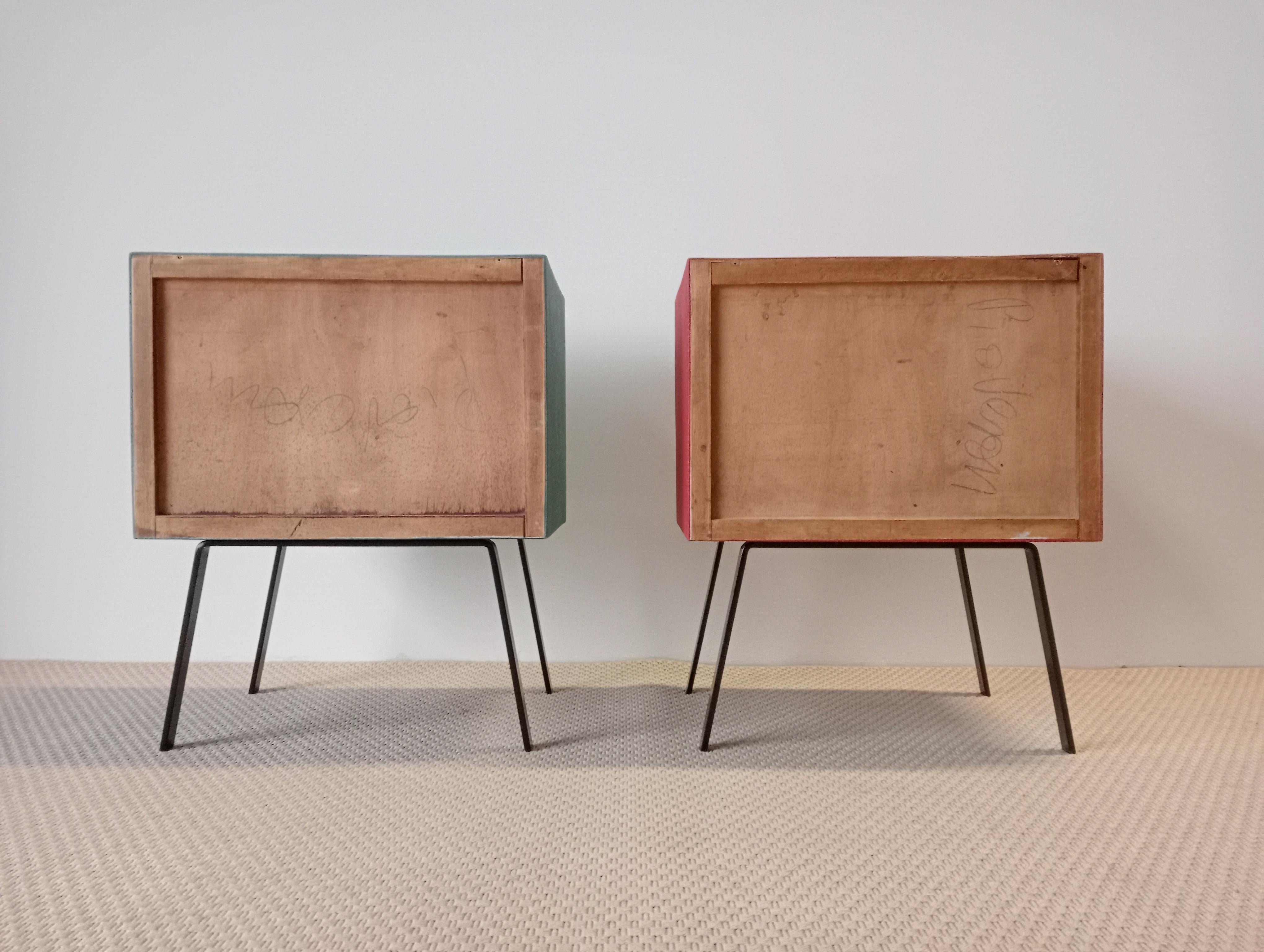 Italian Design Pair of Cabinets Contemporary Wood and coloured Resin Available For Sale 5