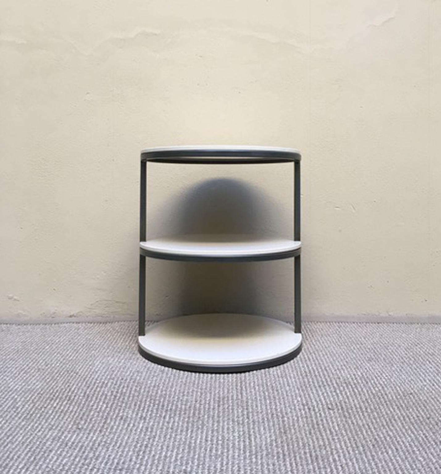 Modern Italian Design Round Side Table in Lacquered Wood and Iron For Sale