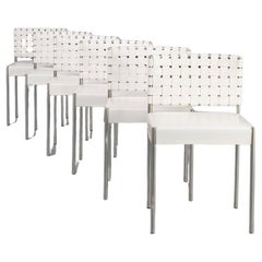 21st Century Italian Design Chair White Leather Set/6
