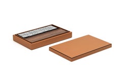 21st Century Italian Dominoes in Walnut Wood and Real Calf Leather