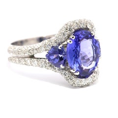 21st century Italian Made “VIVID BLUE” Tanzanite & Diamonds ring
