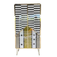 21st Century Italian Mid-Century Modern Style Colored Murano Glass Cabinet