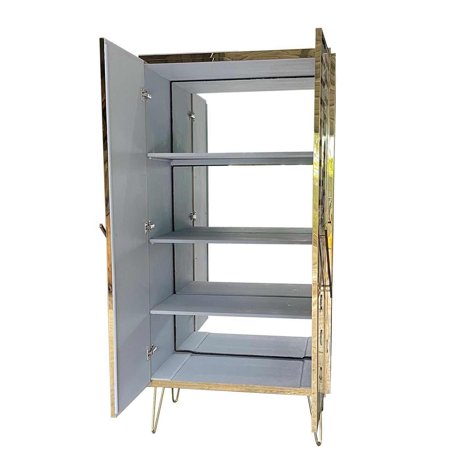 Metal 21st Century Italian Mid-Century Modern Style Colored Murano Glass Cabinet For Sale