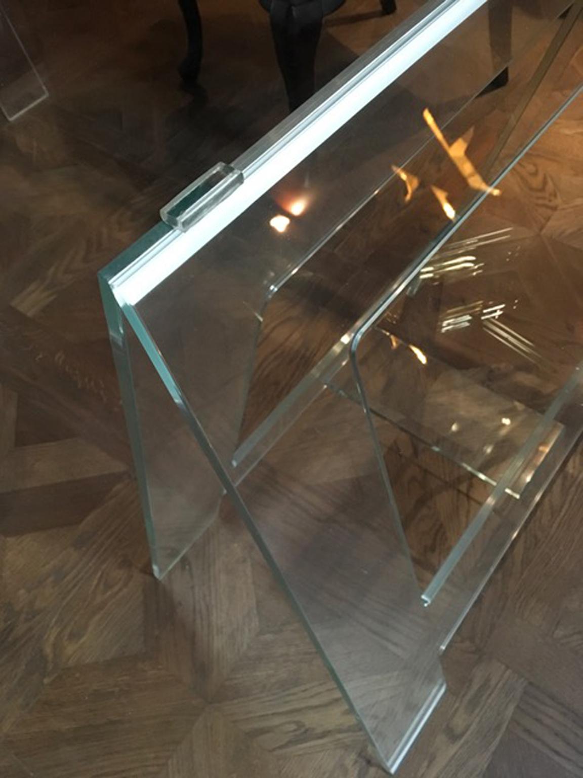 21st Century Italian Modern Design Crystal Desk or Dining Table with Easels For Sale 6