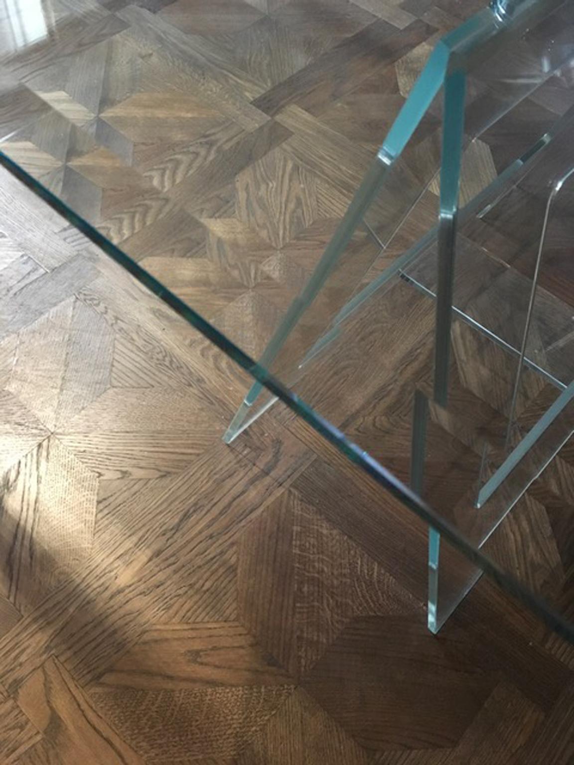 21st Century Italian Modern Design Crystal Desk or Dining Table with Easels For Sale 9