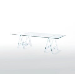 21st Century Italian Modern Design Crystal Desk or Dining Table with Easels