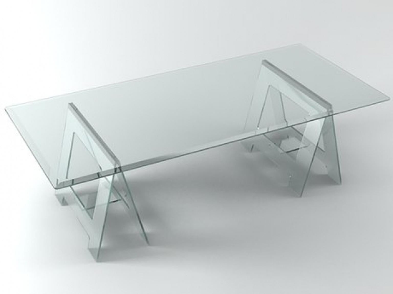 21st Century Italian Modern Design Crystal Desk or Dining Table with Easels In New Condition For Sale In Brescia, IT