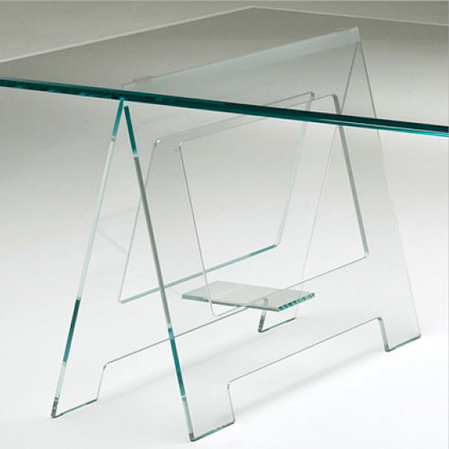 21st Century Italian Modern Design Crystal Desk or Dining Table with Easels For Sale 1