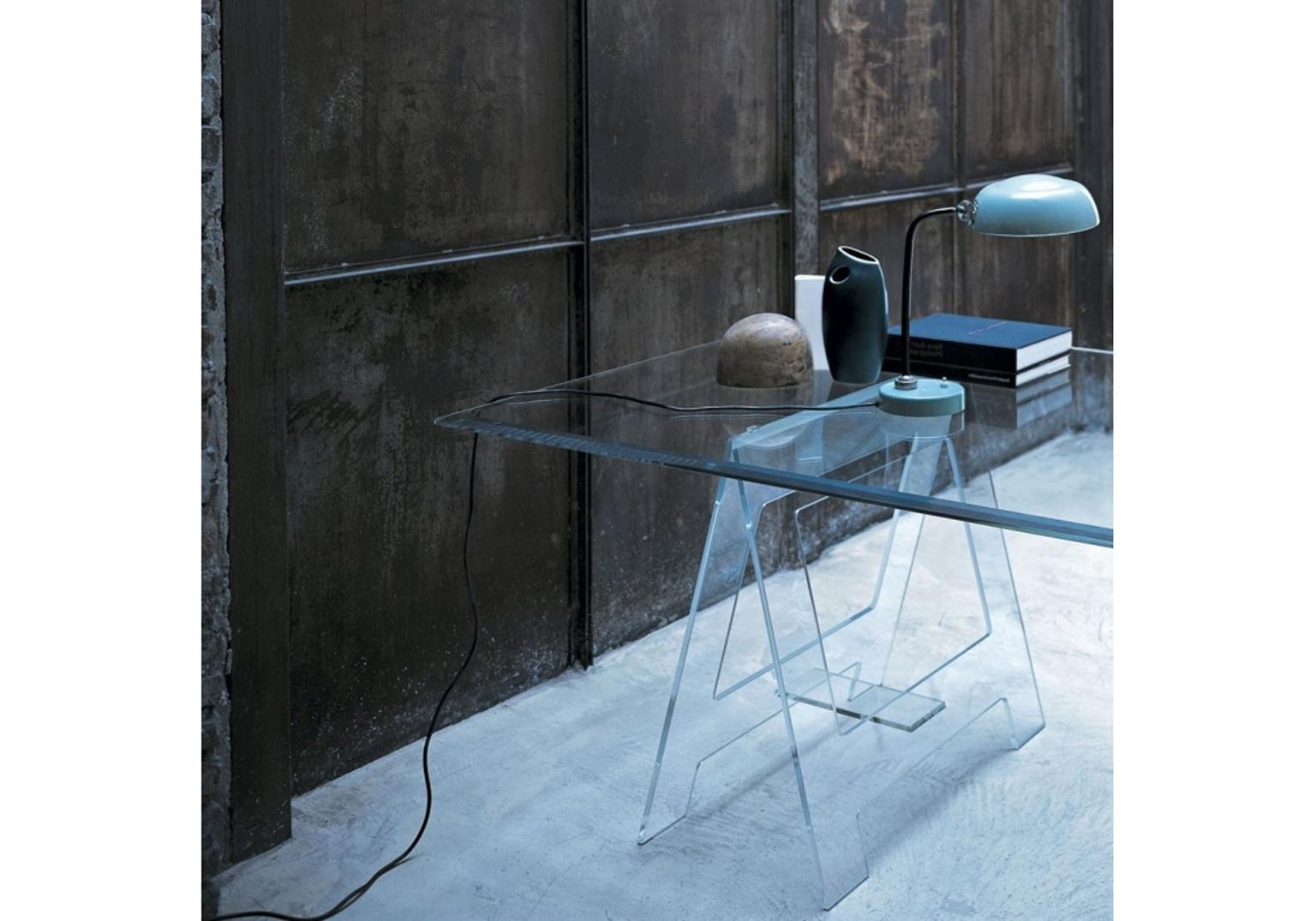 21st Century Italian Modern Design Crystal Desk or Dining Table with Easels For Sale 2