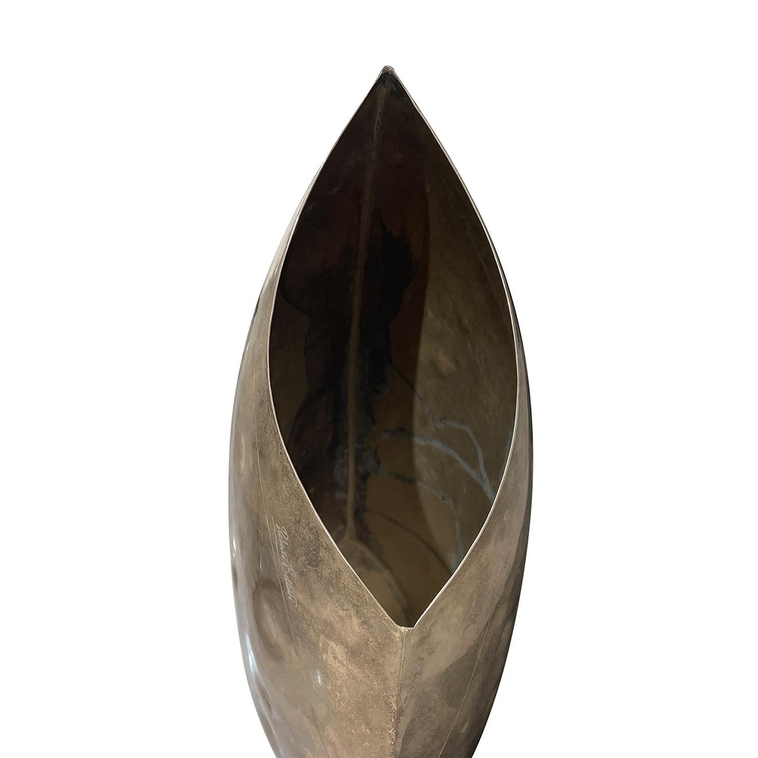 Contemporary 21st Century Italian Silver-Plated Metal Sculptural Vase by Roberto Bellitti