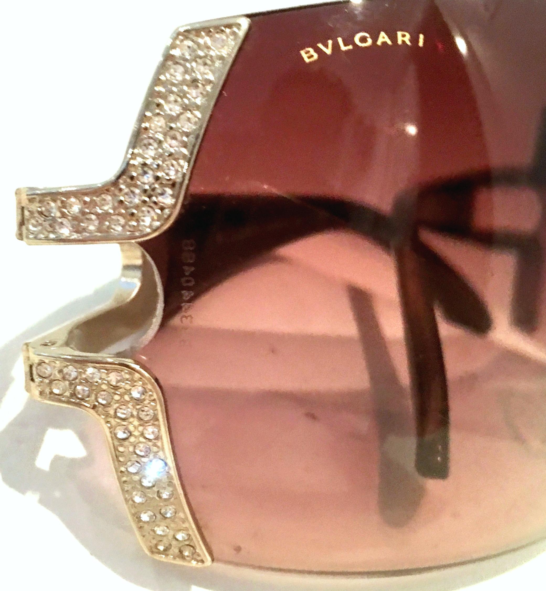 21st Century Italian Silver & Swarovski Crystal Bvlgari Logo Sunglasses  4