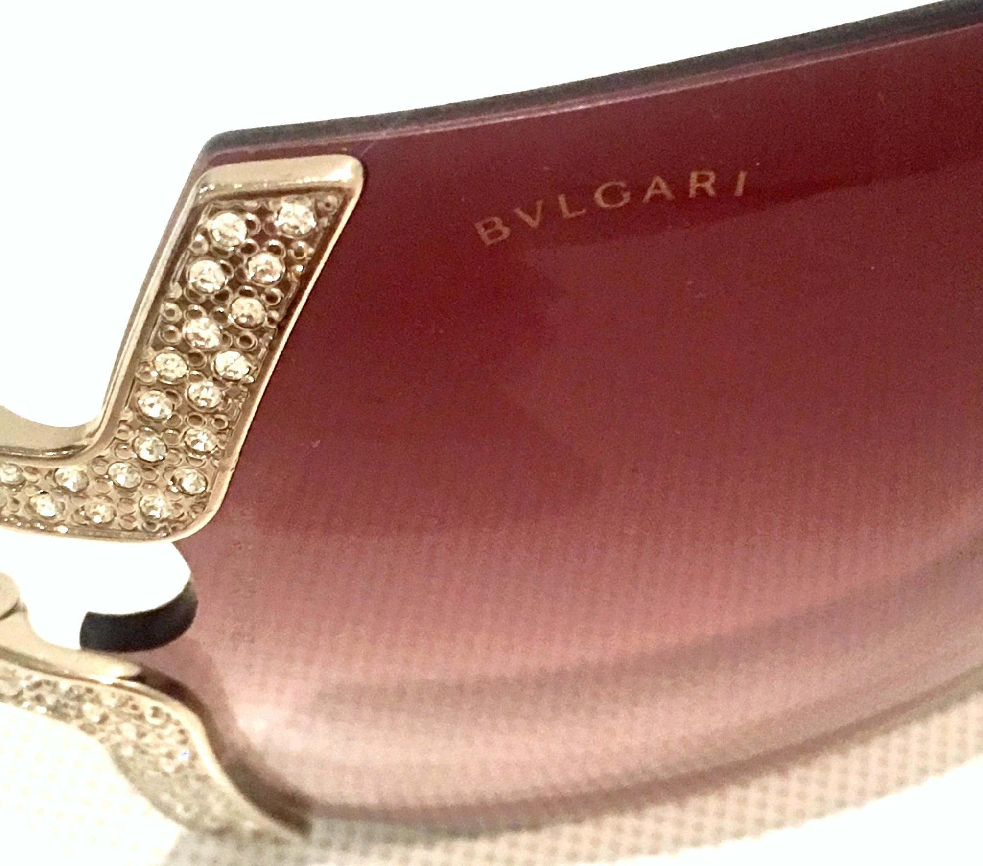 21st Century Italian Silver & Swarovski Crystal Bvlgari Logo Sunglasses  1