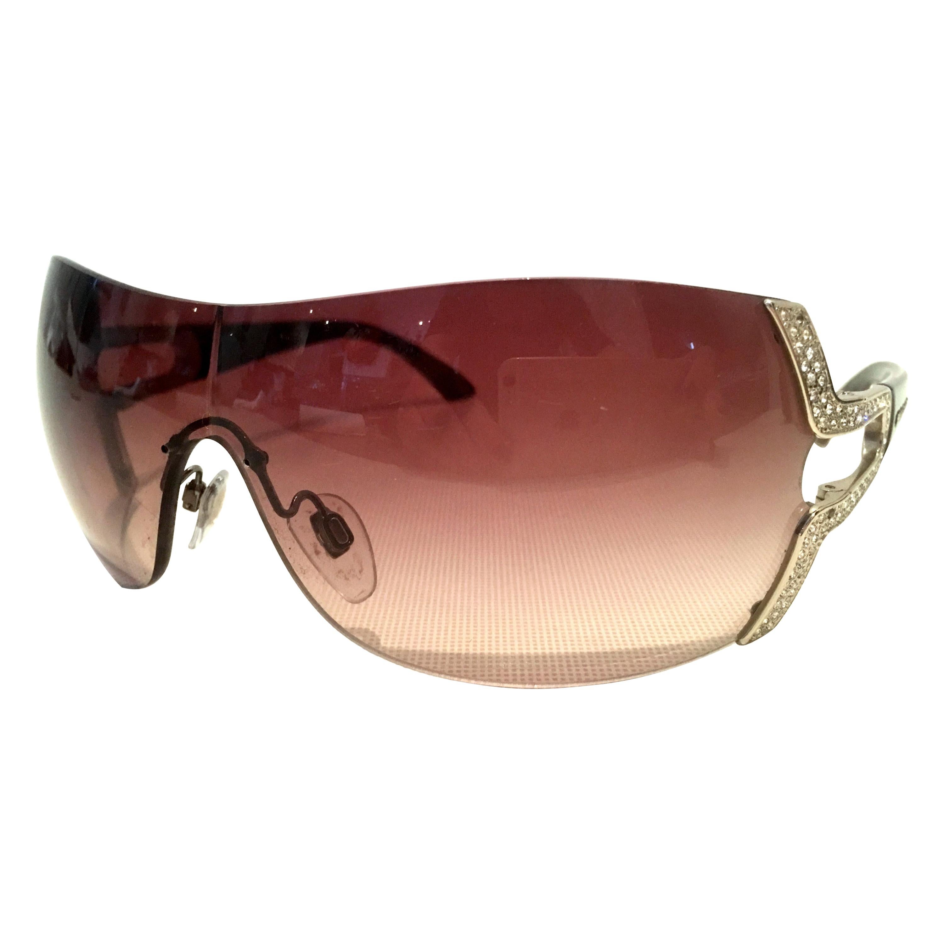 21st Century Italian Silver & Swarovski Crystal Bvlgari Logo Sunglasses 