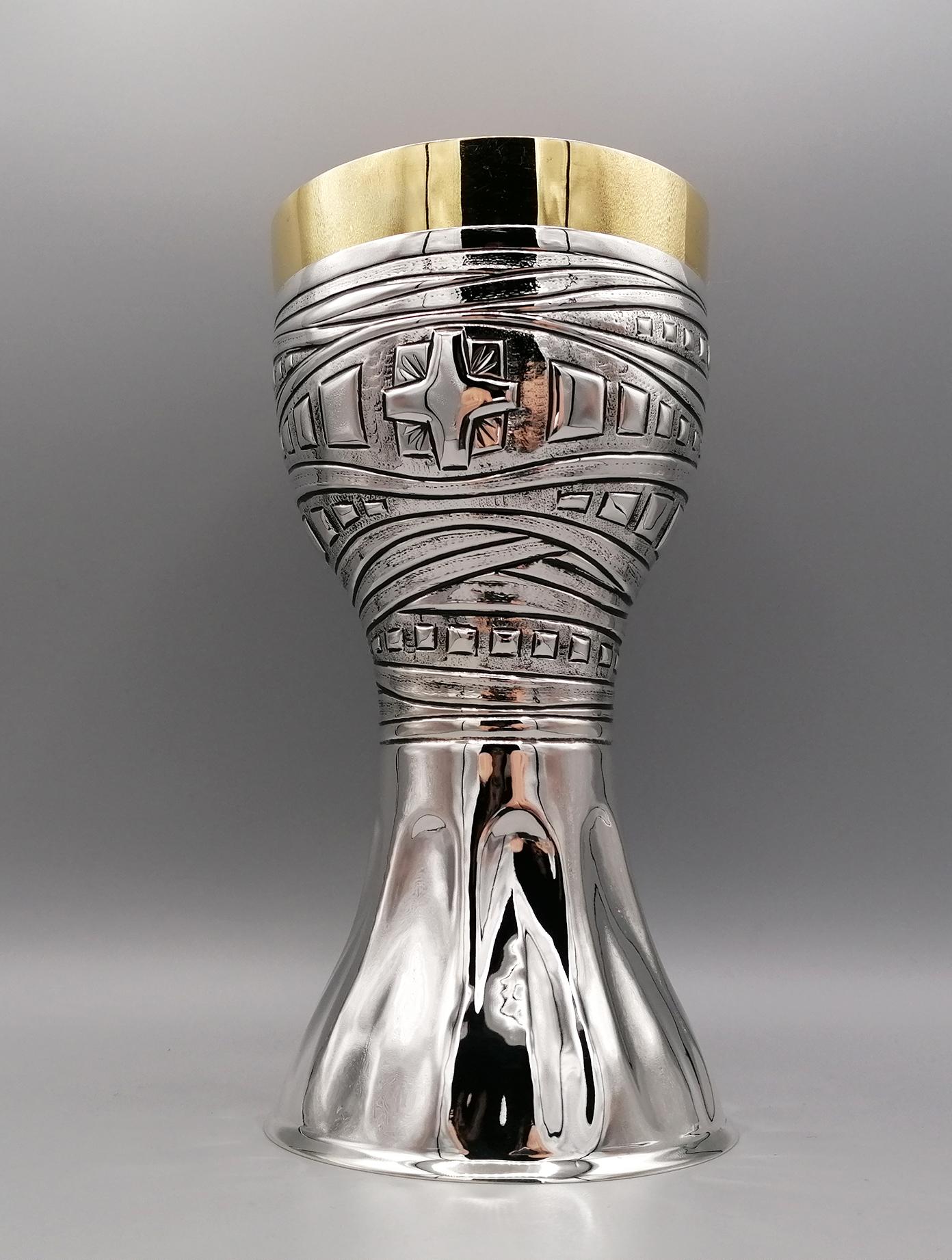 Hand-Crafted 21st Century Italian Sterling Silver Chalice For Sale
