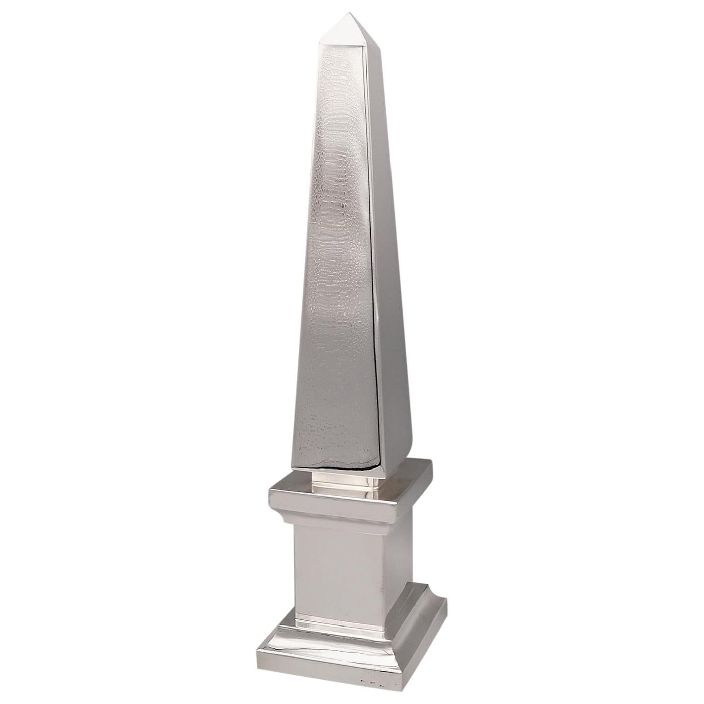 21st Century Italian Sterling Silver Obelisk