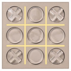 21st Century Italian Tic Tac Toe in Calf Leather with Plexiglass Pieces