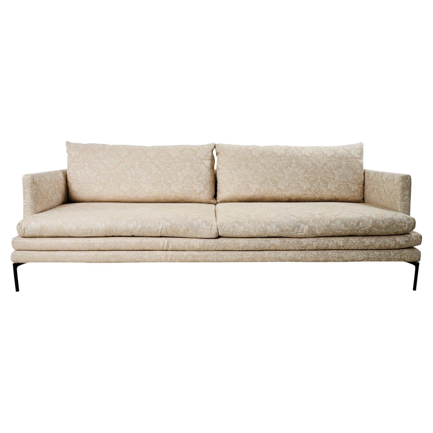 21st Century Italian Zanotta Sofa Upholstered in Schumacher Fabric 