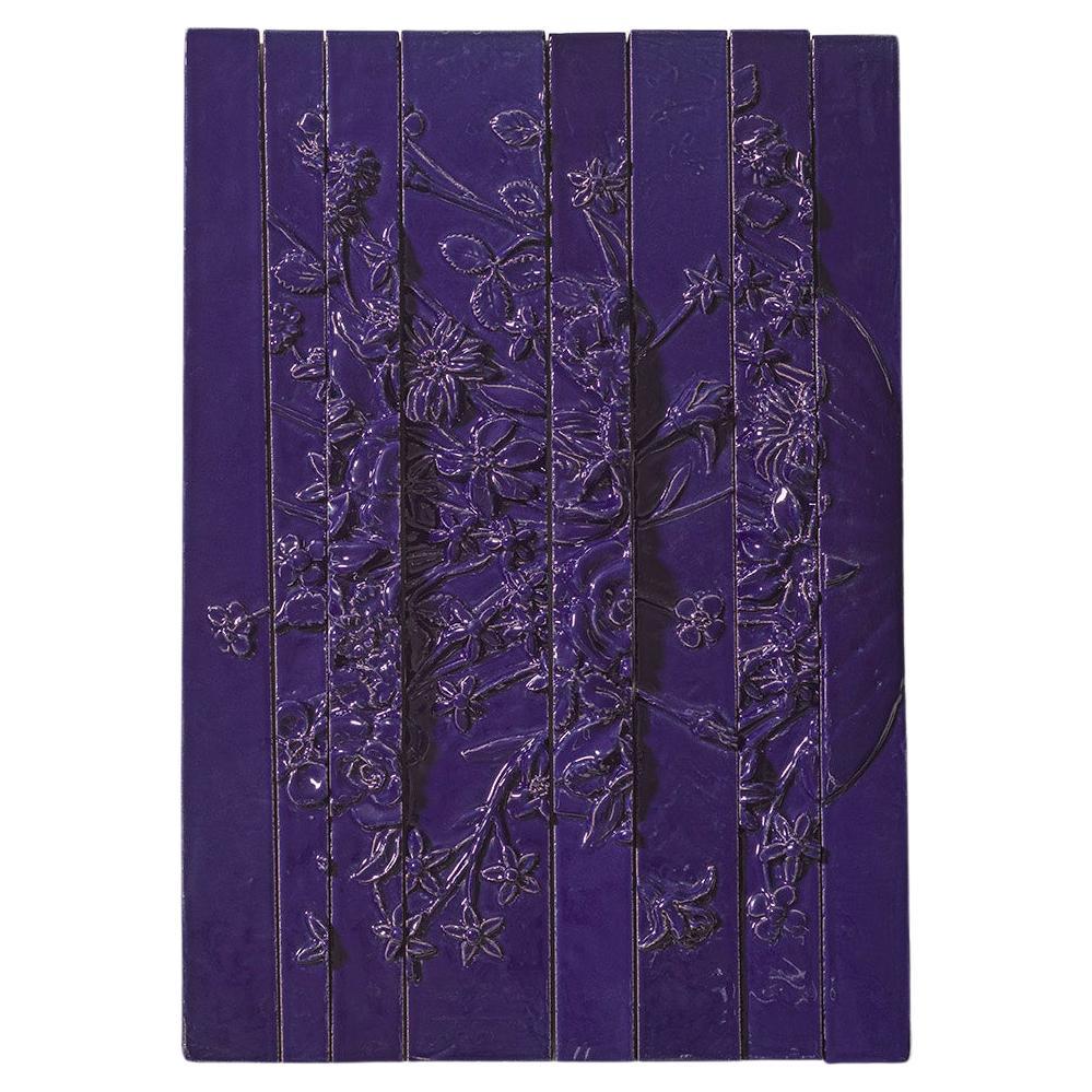 21st Century Italy, Flowers Blue Panel, Ceramica Gatti, Designer A. Anastasio For Sale