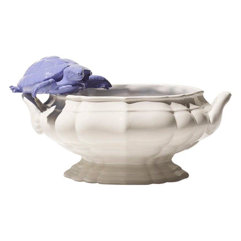 21st Century Italy Grey Blue Bowl Sculpture Ceramica Gatti designer A. Anastasio For Sale