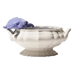 21st Century Italy Grey Blue Bowl Sculpture Ceramica Gatti designer A. Anastasio
