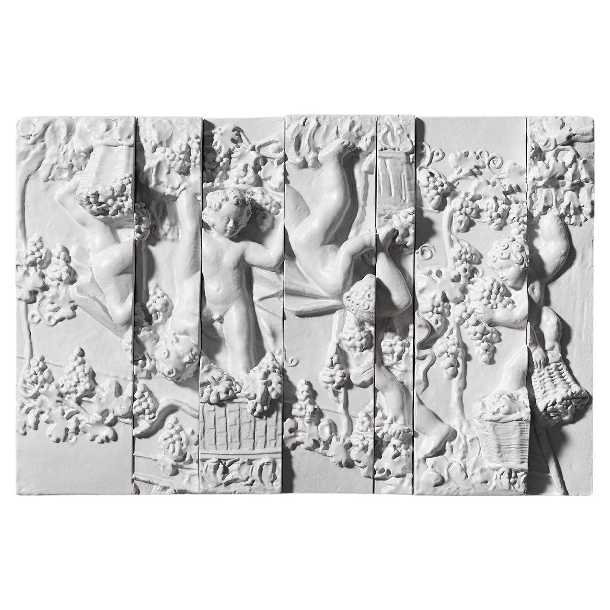 21. Jahrhundert Italien, weiße Ernteplatte, Keramik Gatti, Designer A. Anastasio