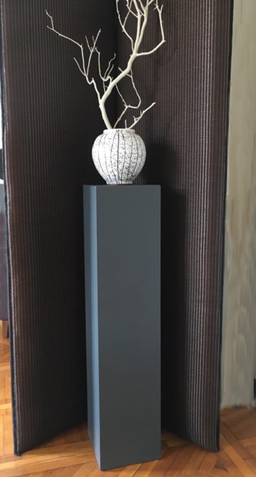 Hand-Crafted 21st Century Italy Wooden Grey Lacquered Column For Sale