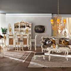 21st Century Ivory and Veneer Baroque Legs Bar Cabinet by Modenese Gastone