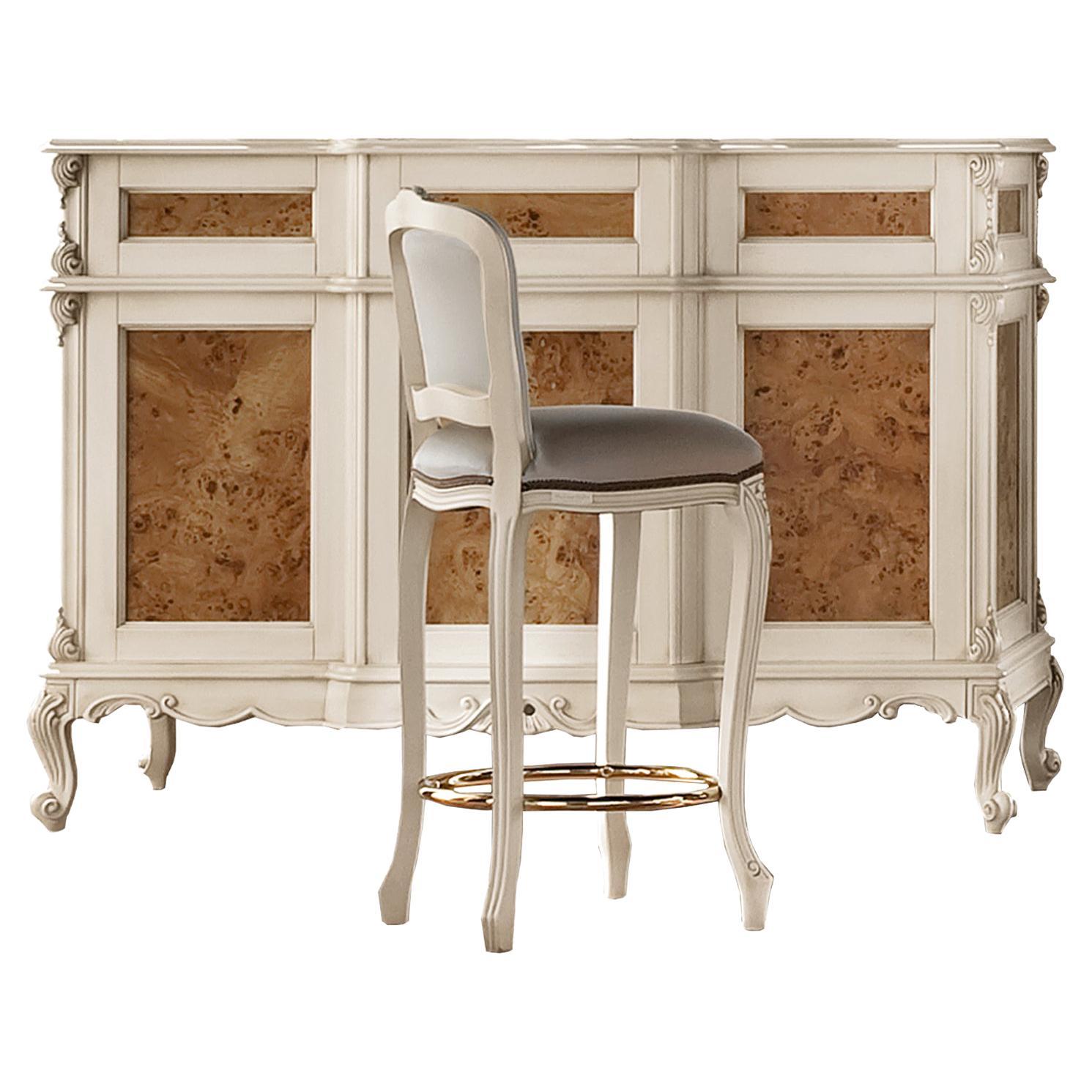 21st Century Ivory and Veneer Baroque Legs Bar Cabinet by Modenese Gastone For Sale