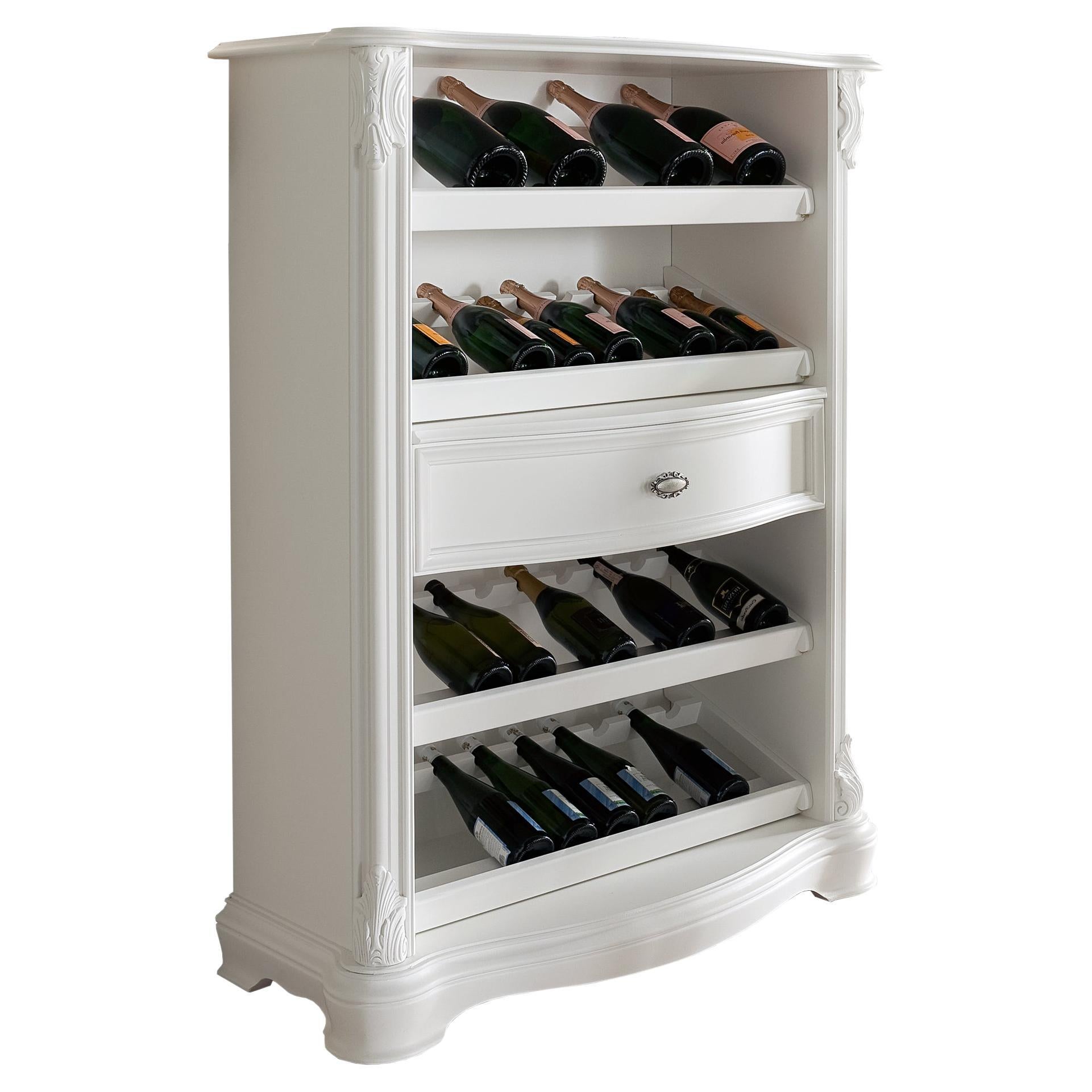 21st Century Ivory Finished Neoclassical Wine Rack by Modenese Interiors For Sale