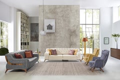 21st Century Ivory Transitional Style Wool and Silk Rug