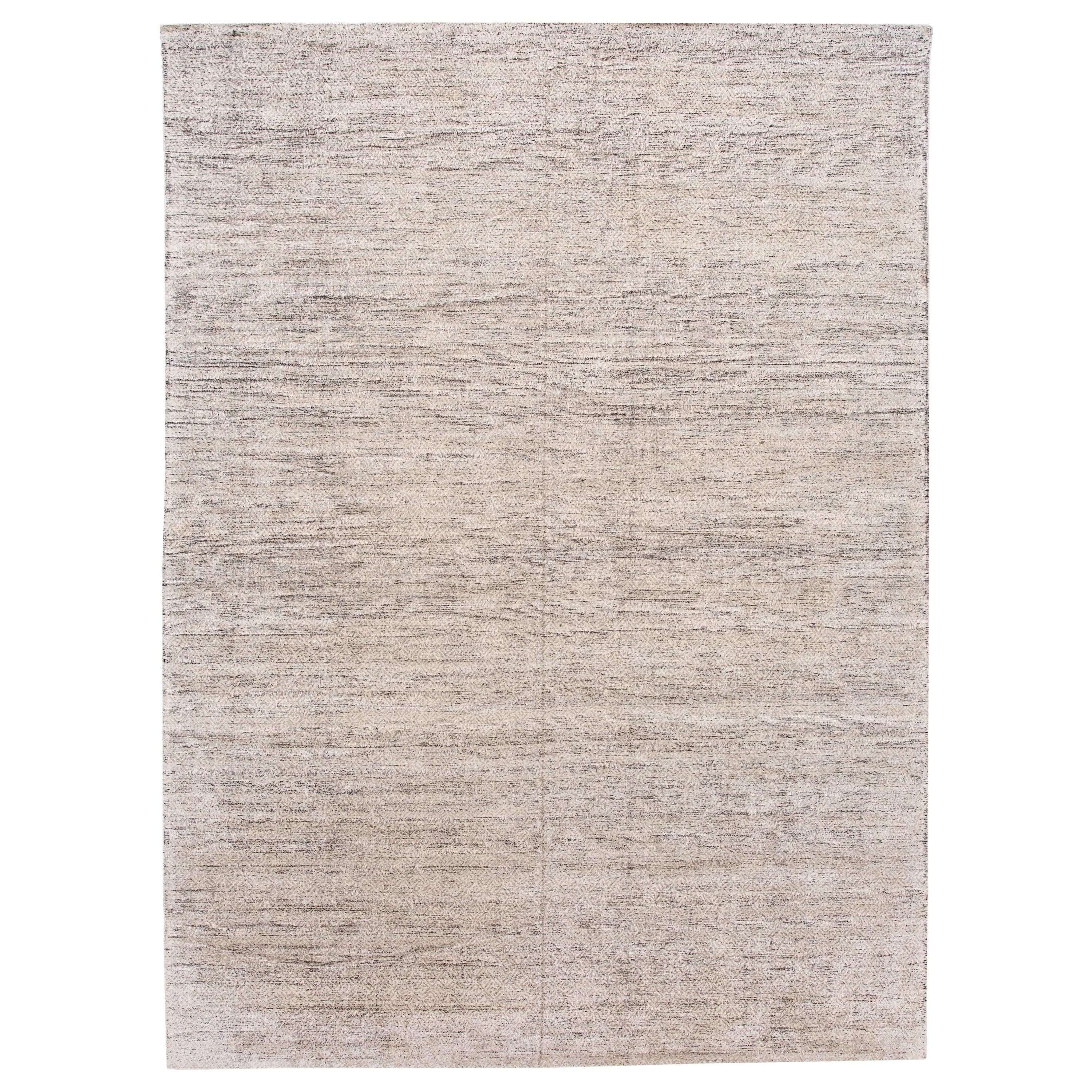 21st Century Ivory Transitional Style Wool and Silk Rug For Sale