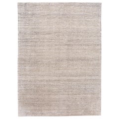 21st Century Ivory Transitional Style Wool and Silk Rug