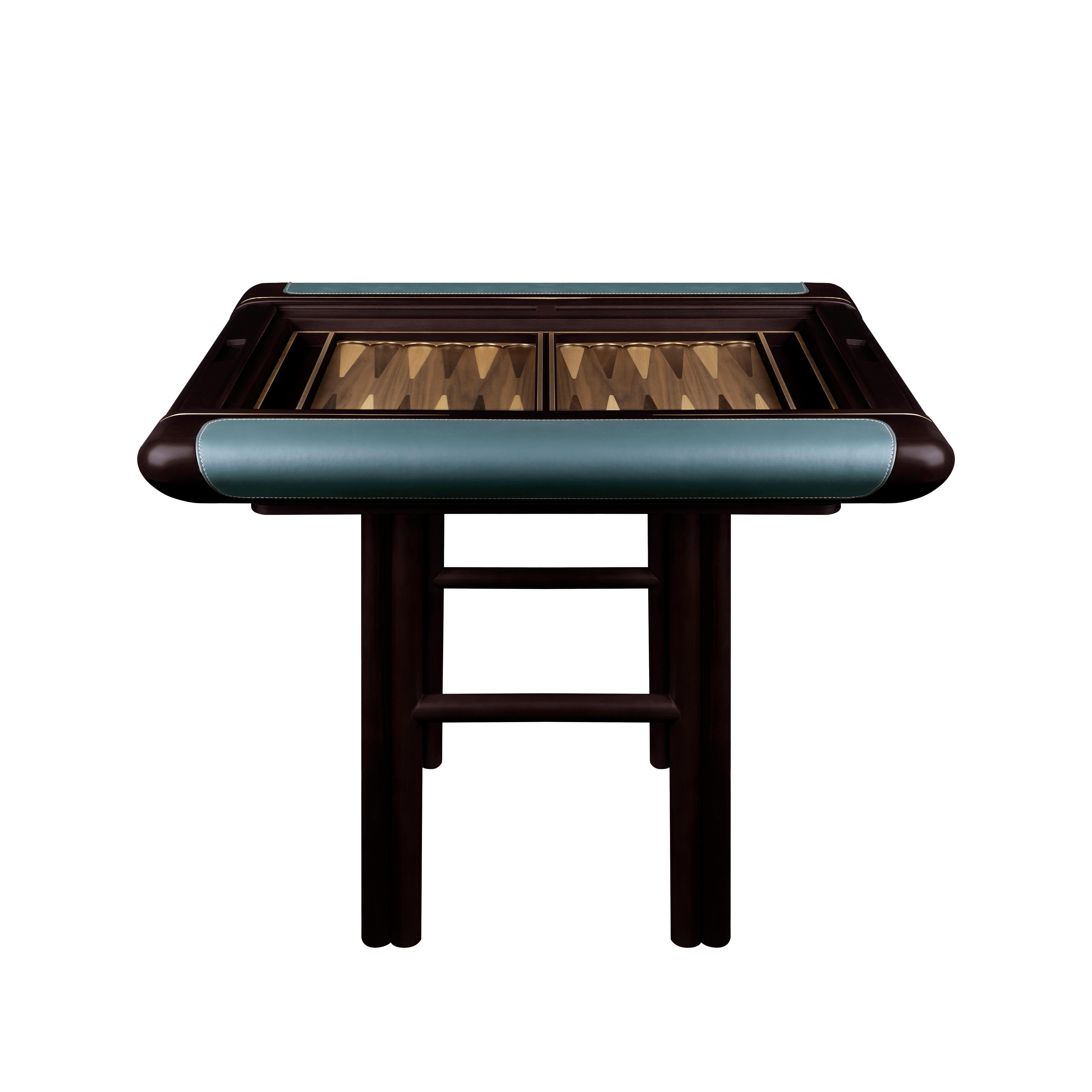 Cuir Table Backgammon de Jacoby, fabriquée à la main au Portugal par Wood Tailors Club en vente